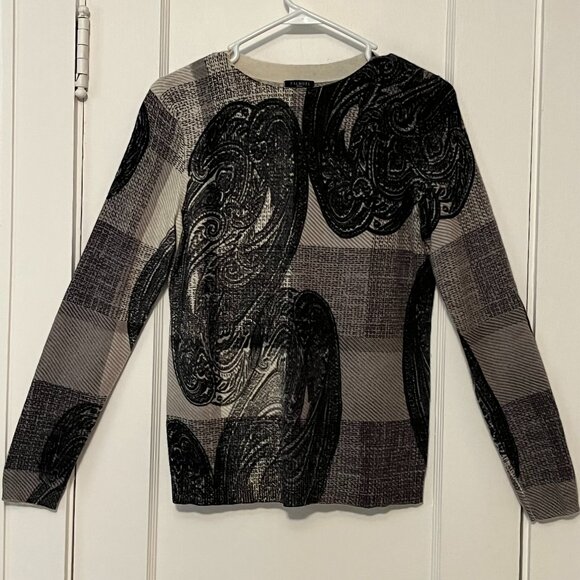Talbots 100% cashmere printed plaid look sweater size small petite neutral - Picture 1 of 7